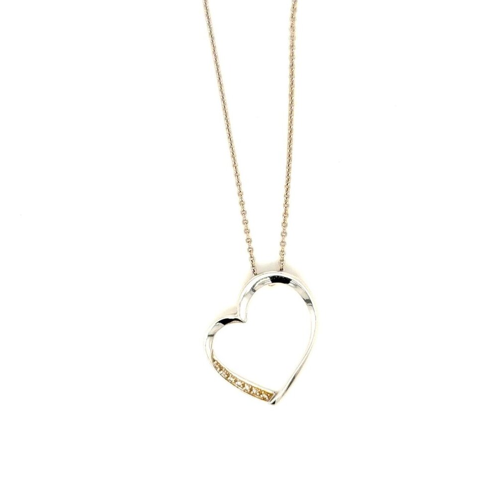 Lovely‎ 14K White Gold Diamond Heart Necklace